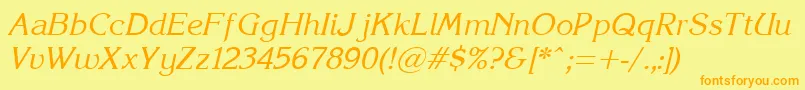Korinna.KzItalic Font – Orange Fonts on Yellow Background