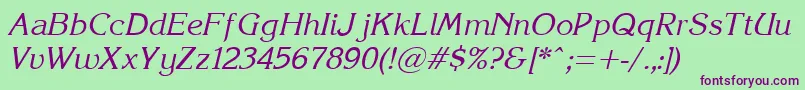 Korinna.KzItalic Font – Purple Fonts on Green Background