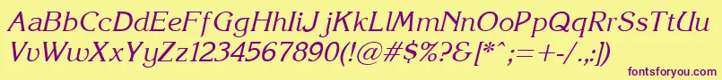 Korinna.KzItalic Font – Purple Fonts on Yellow Background