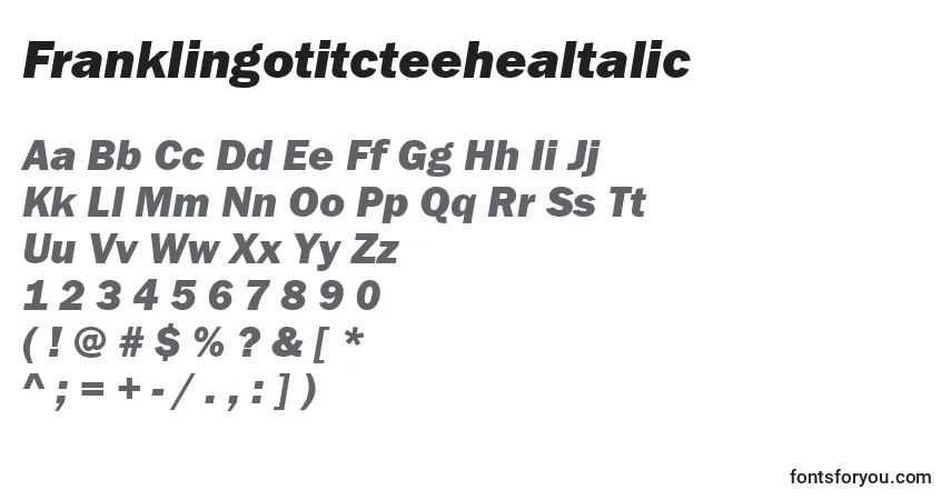 A fonte FranklingotitcteeheaItalic – alfabeto, números, caracteres especiais