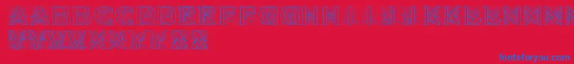 Acorninitials-Schriftart – Blaue Schriften auf rotem Hintergrund