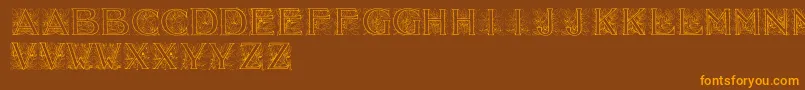 Acorninitials-Schriftart – Orangefarbene Schriften auf braunem Hintergrund