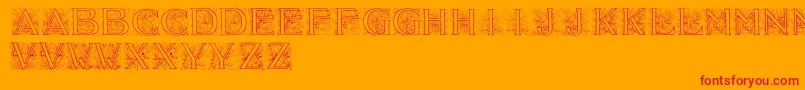 Acorninitials-Schriftart – Rote Schriften auf orangefarbenem Hintergrund