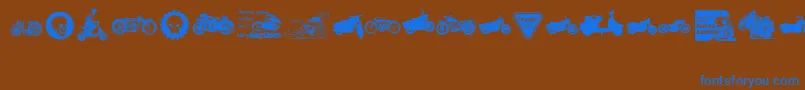 VintageMotorcycleClub2-Schriftart – Blaue Schriften auf braunem Hintergrund