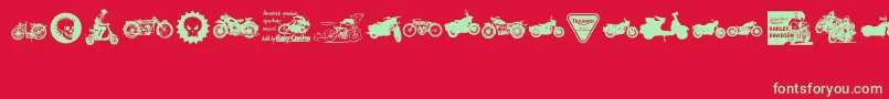 Fonte VintageMotorcycleClub2 – fontes verdes em um fundo vermelho