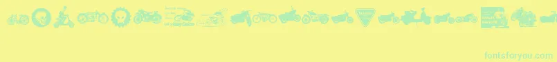 VintageMotorcycleClub2-Schriftart – Grüne Schriften auf gelbem Hintergrund