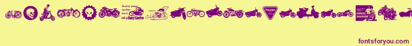 Police VintageMotorcycleClub2 – polices violettes sur fond jaune