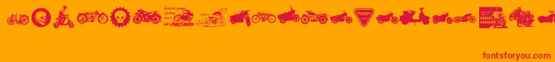 Fonte VintageMotorcycleClub2 – fontes vermelhas em um fundo laranja