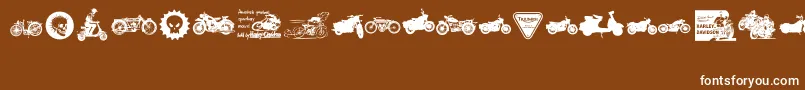 VintageMotorcycleClub2-Schriftart – Weiße Schriften auf braunem Hintergrund