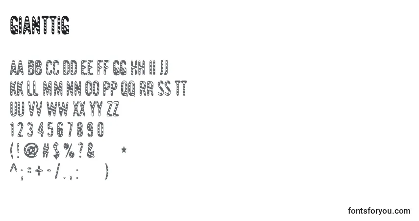 A fonte Gianttig – alfabeto, números, caracteres especiais