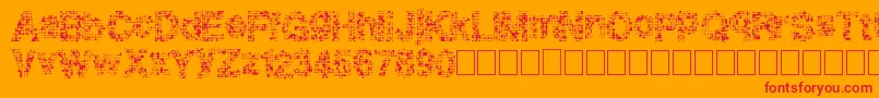 Pixeldrip-Schriftart – Rote Schriften auf orangefarbenem Hintergrund