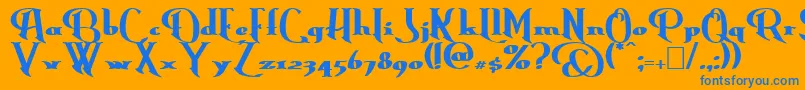 Fonte ErasmusBold – fontes azuis em um fundo laranja