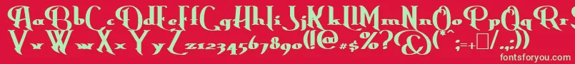 フォントErasmusBold – 赤い背景に緑の文字