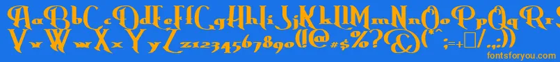 ErasmusBold-Schriftart – Orangefarbene Schriften auf blauem Hintergrund