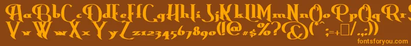 ErasmusBold-Schriftart – Orangefarbene Schriften auf braunem Hintergrund