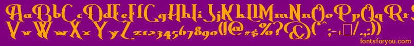 ErasmusBold-fontti – oranssit fontit violetilla taustalla