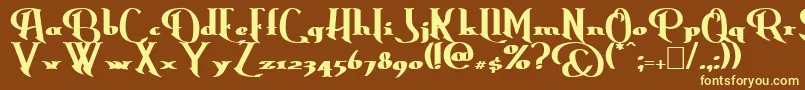 ErasmusBold-fontti – keltaiset fontit ruskealla taustalla