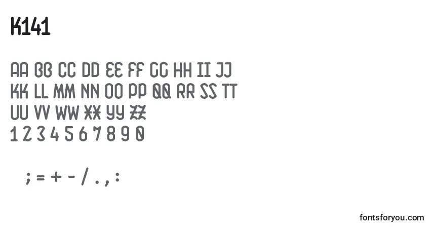 Schriftart K141 – Alphabet, Zahlen, spezielle Symbole