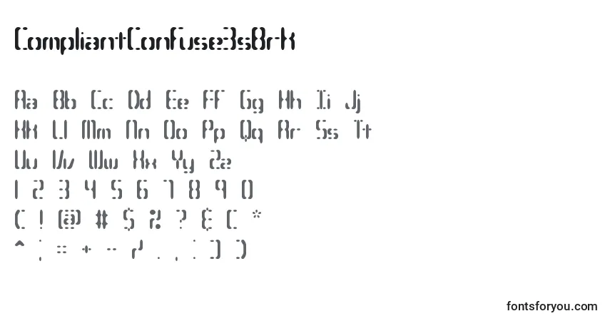 A fonte CompliantConfuse3sBrk – alfabeto, números, caracteres especiais