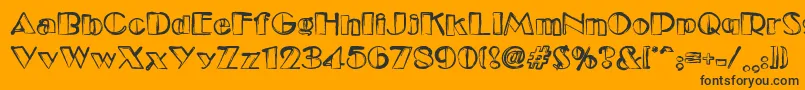 Dsetudec-Schriftart – Schwarze Schriften auf orangefarbenem Hintergrund