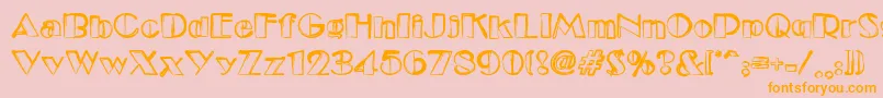 Dsetudec-Schriftart – Orangefarbene Schriften auf rosa Hintergrund