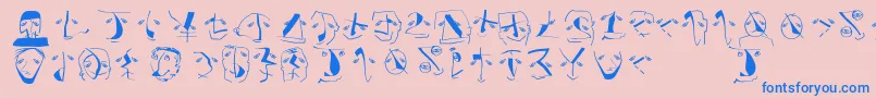 フォントAnalphabetismbats – ピンクの背景に青い文字