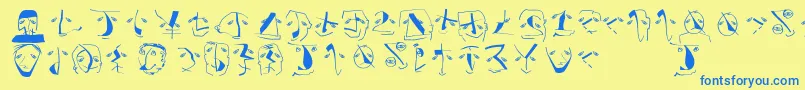 Analphabetismbats Font – Blue Fonts on Yellow Background