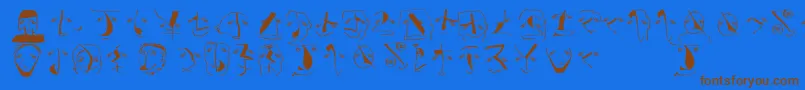 Analphabetismbats Font – Brown Fonts on Blue Background