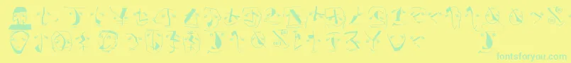 Analphabetismbats Font – Green Fonts on Yellow Background