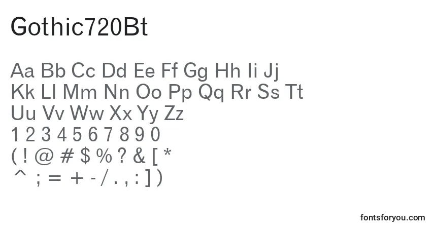 A fonte Gothic720Bt – alfabeto, números, caracteres especiais