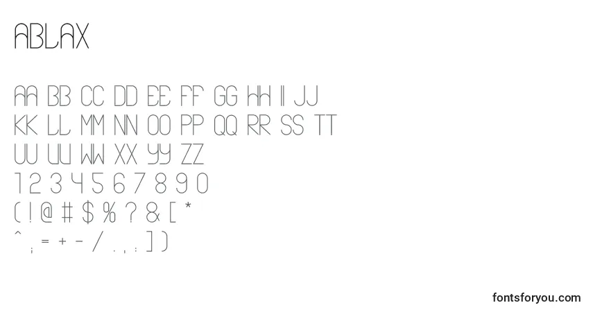 Schriftart Ablax – Alphabet, Zahlen, spezielle Symbole