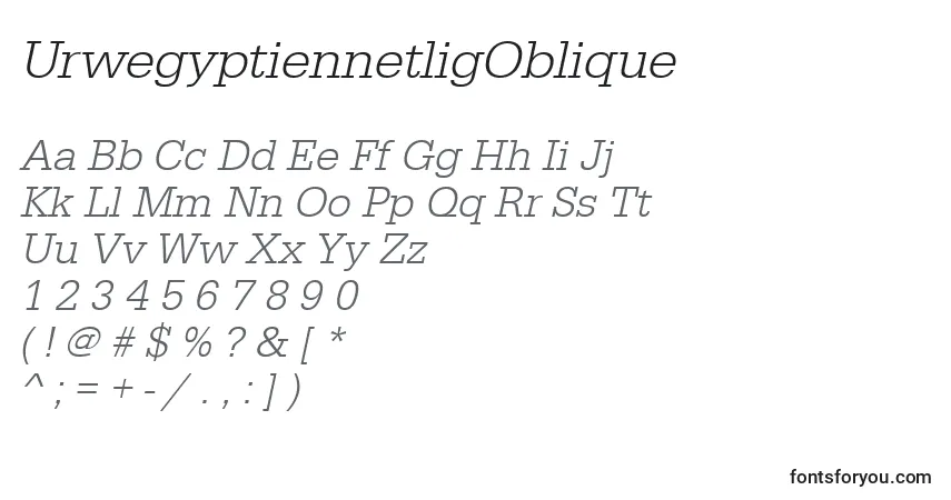UrwegyptiennetligOblique-fontti – aakkoset, numerot, erikoismerkit