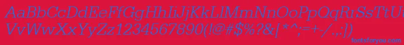 UrwegyptiennetligOblique-fontti – siniset fontit punaisella taustalla