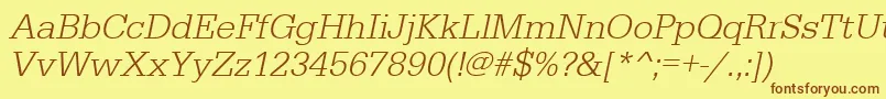 UrwegyptiennetligOblique Font – Brown Fonts on Yellow Background