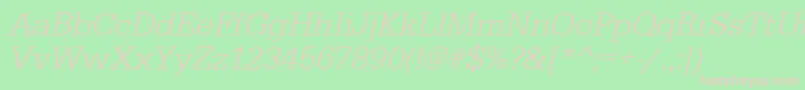 UrwegyptiennetligOblique-fontti – vaaleanpunaiset fontit vihreällä taustalla