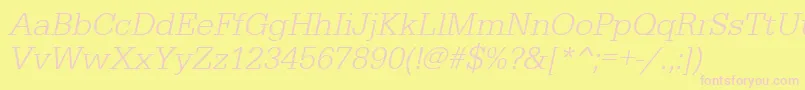 UrwegyptiennetligOblique-fontti – vaaleanpunaiset fontit keltaisella taustalla