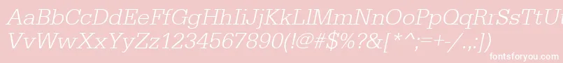 フォントUrwegyptiennetligOblique – ピンクの背景に白い文字