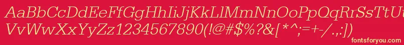 フォントUrwegyptiennetligOblique – 黄色の文字、赤い背景