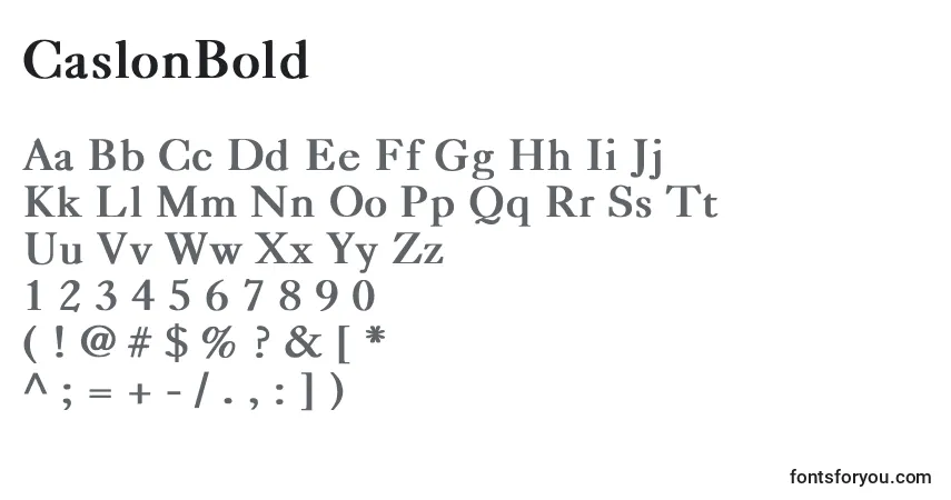 A fonte CaslonBold – alfabeto, números, caracteres especiais