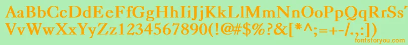 CaslonBold-Schriftart – Orangefarbene Schriften auf grünem Hintergrund