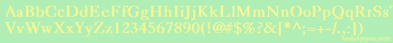 フォントCaslonBold – 黄色の文字が緑の背景にあります
