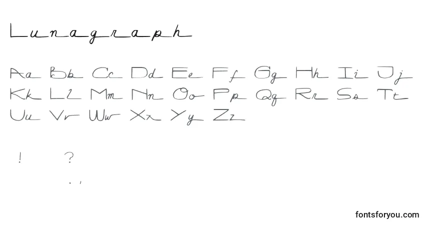 Lunagraphフォント–アルファベット、数字、特殊文字