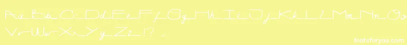 Lunagraph-Schriftart – Weiße Schriften auf gelbem Hintergrund