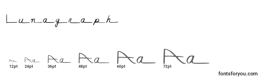 Размеры шрифта Lunagraph