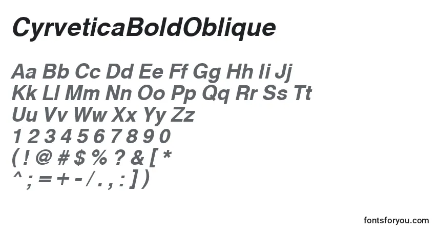 A fonte CyrveticaBoldOblique – alfabeto, números, caracteres especiais
