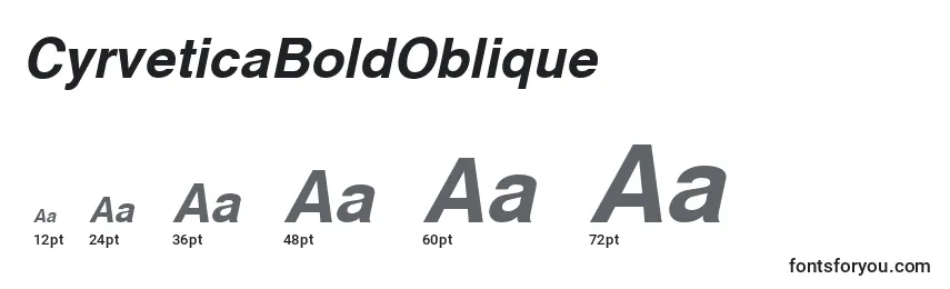 Размеры шрифта CyrveticaBoldOblique