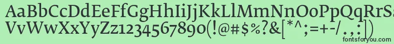 FedraserifbproNormal Font – Black Fonts on Green Background