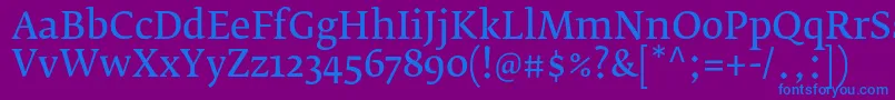 Weitere Informationen zur FedraserifbproNormal-Schriftart FedraserifbproNormal-Schriftart – Blaue Schriften auf violettem Hintergrund