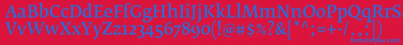 Czcionka FedraserifbproNormal – niebieskie czcionki na czerwonym tle