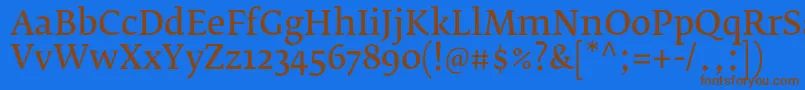 フォントFedraserifbproNormal – 茶色の文字が青い背景にあります。